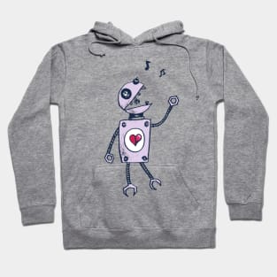 Happy Singing Cartoon Robot Hoodie